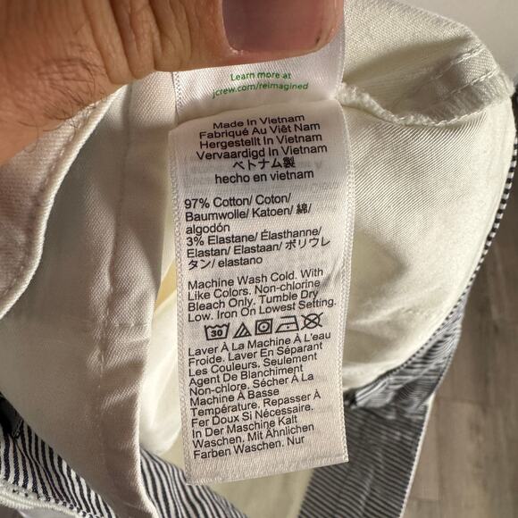 J.Crew 7" Heritage Classic Chino Short Sz 0 White Mid-Rise Slant Pockets Stretch - Picture 5 of 6